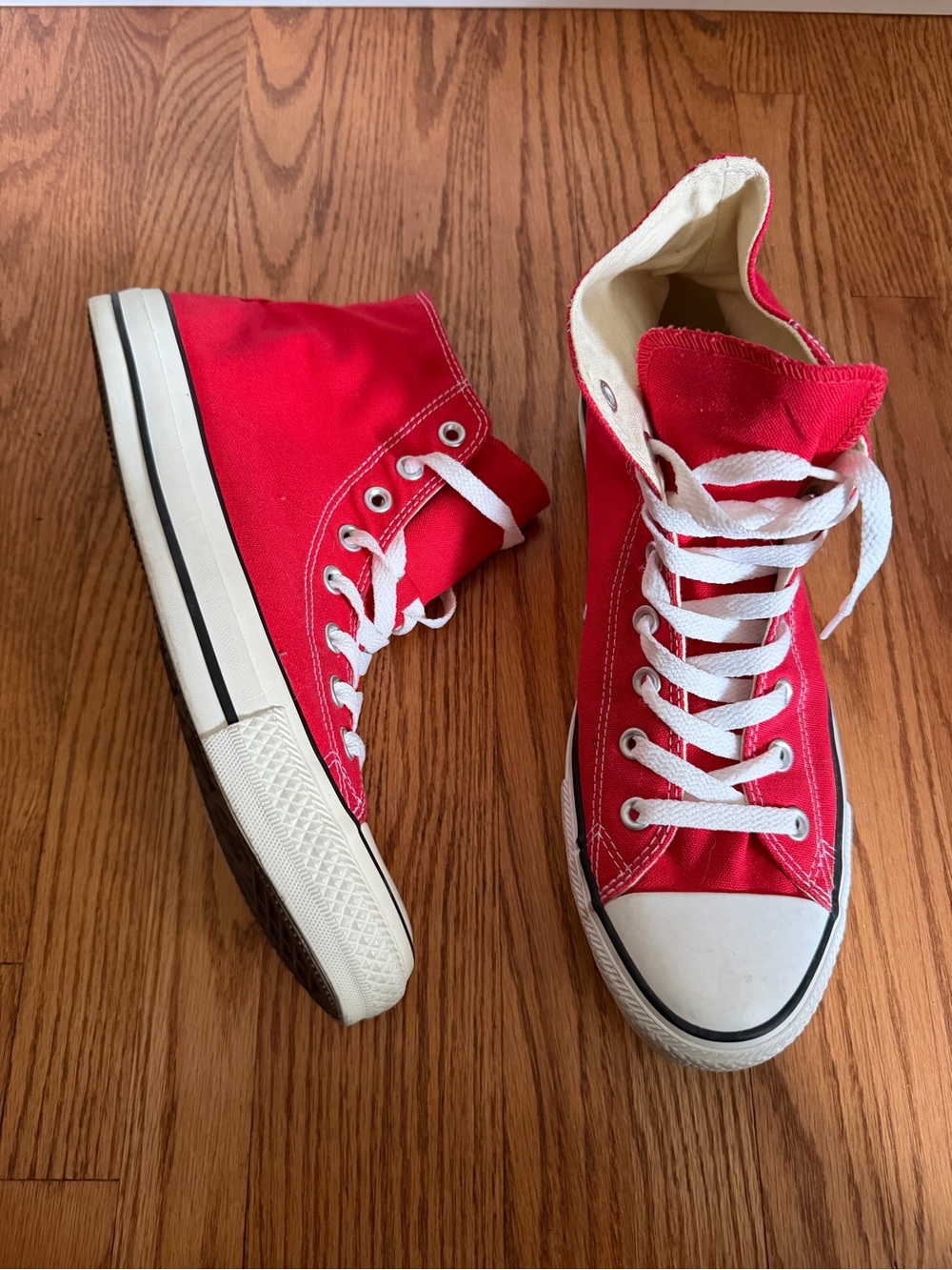 Converse Red High-Top Canvas Sneakers with White Accents